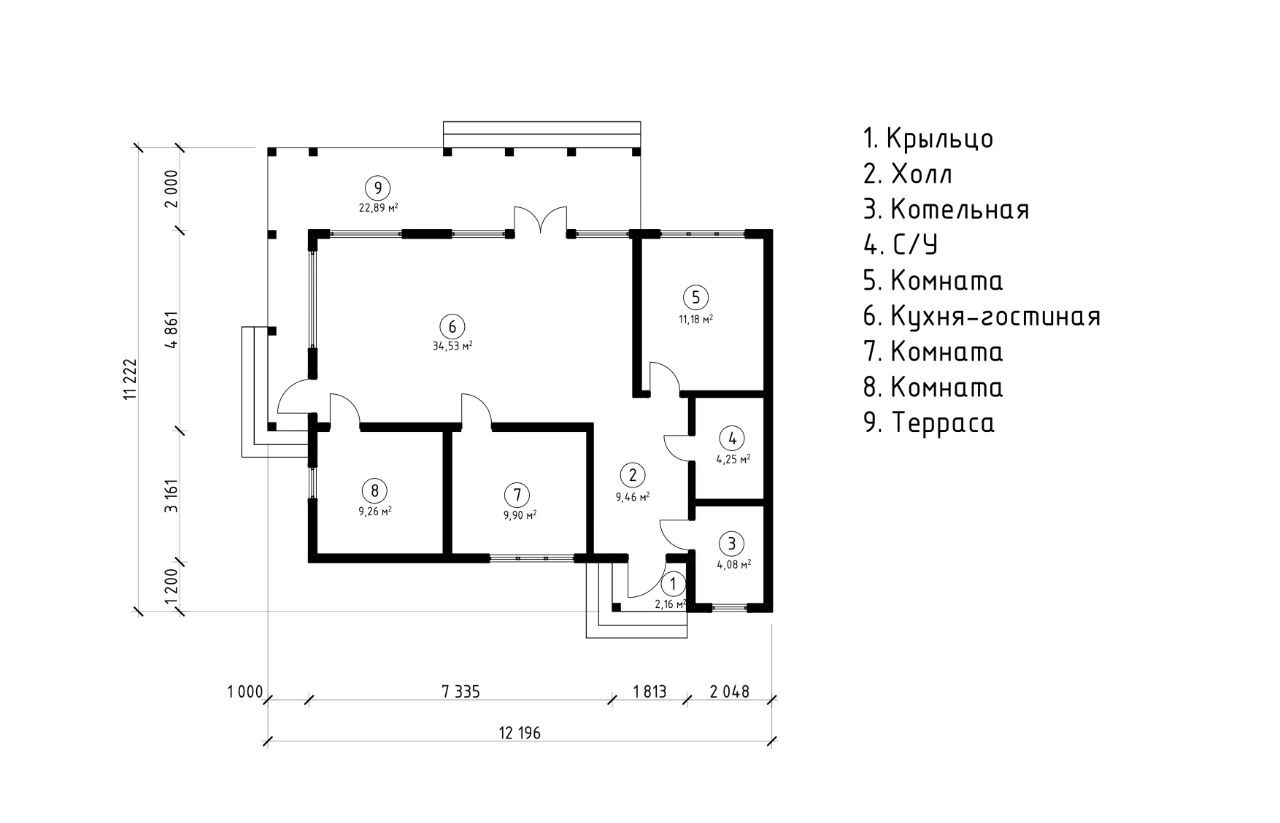 Проект дома из СИП-панелей 52-23-КД Дом 82,66 м2