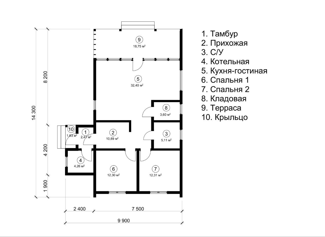 Проект дома из СИП-панелей 50-21-КД2 Дом 83,28 м2